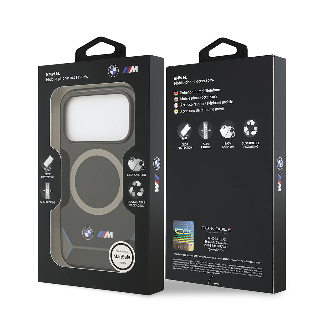 iPhone 17 Pro Kılıf BMW Orjinal Lisanslı M-safe Şarj Özellikli Metal Buton Tasarımlı IML Baskılı M Dizayn Kapak