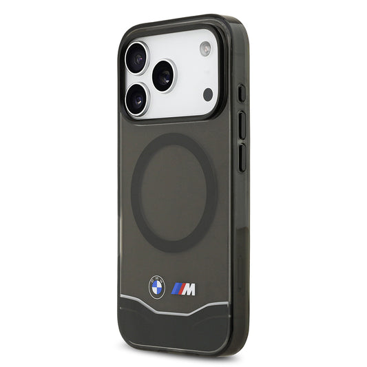 iPhone 17 Pro Kılıf BMW Orjinal Lisanslı M-safe Şarj Özellikli Metal Buton Tasarımlı Tranparan M Dizayn Kapak