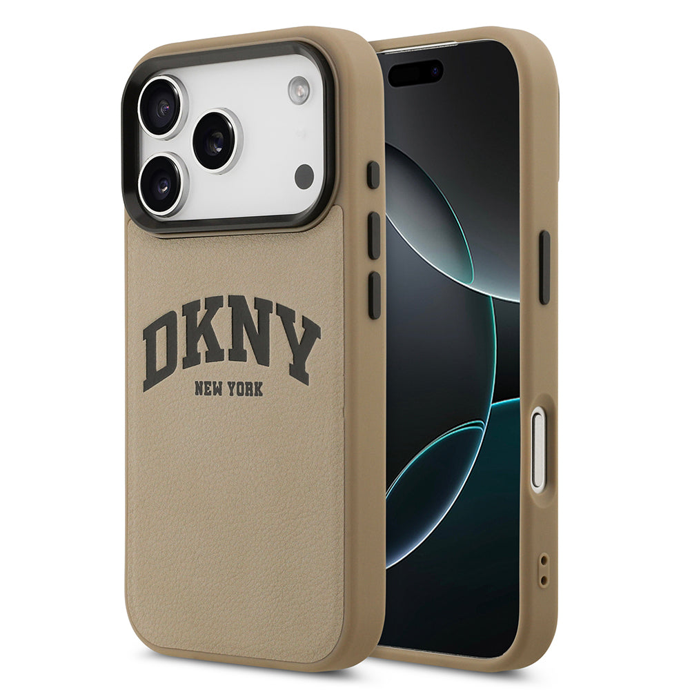 iPhone 17 Pro Kılıf DKNY Orjinal Lisanslı M-safe Şarj Özellikli PU Deri Kabartmalı Kapak