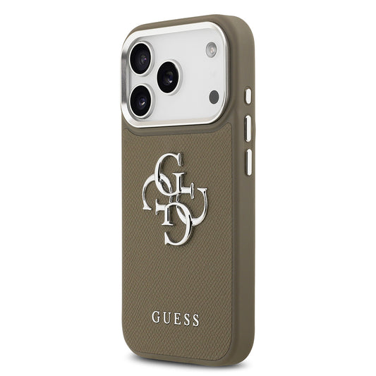 iPhone 17 Pro Kılıf Guess Orjinal Lisanslı Grained 4G Metal Büyük Logolu Kapak