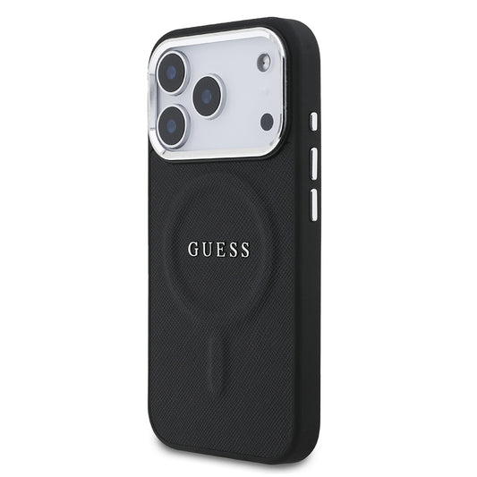 Apple iPhone 17 Pro Kılıf Guess Orjinal Lisanslı M-safe Şarj Özellikli Klasik Yazı Logolu PU Deri Kapak