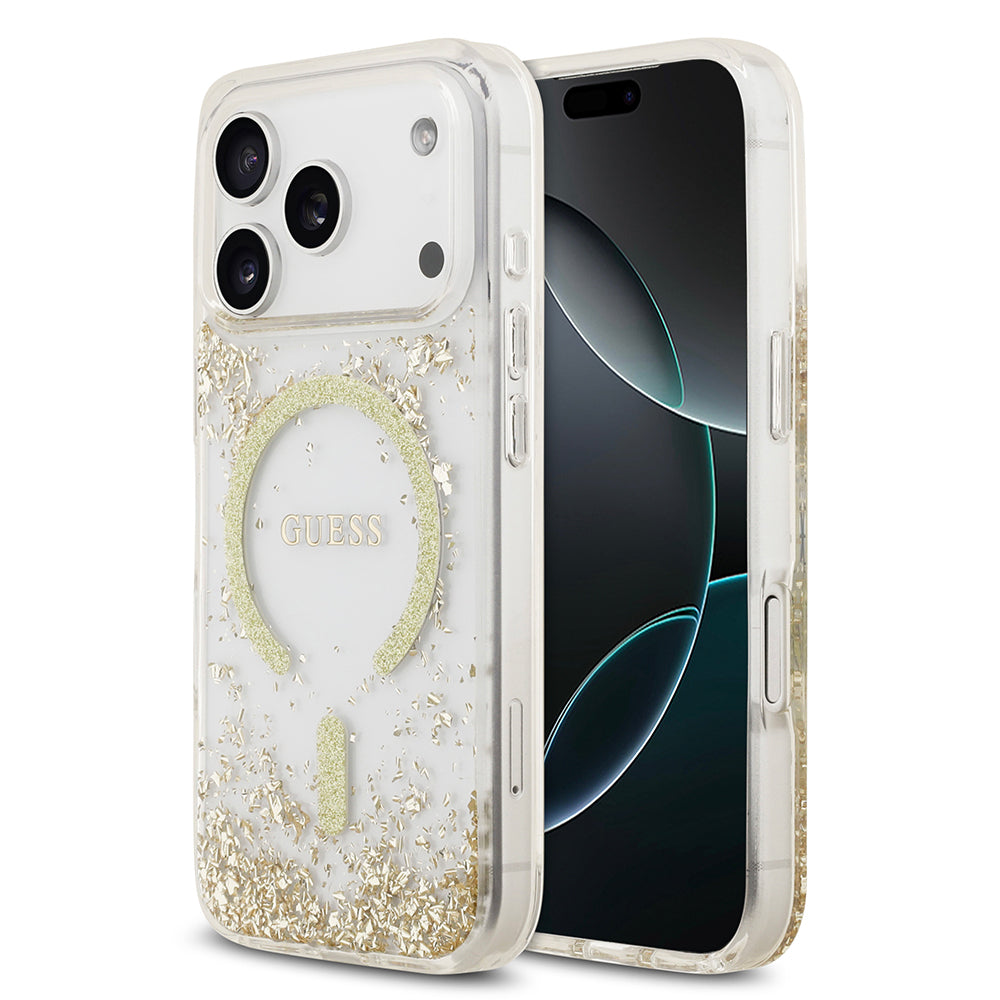 iPhone 17 Pro Kılıf Guess Orjinal Lisanslı M-safe Şarj Özellikli Transparan Resin Bottom Kapak