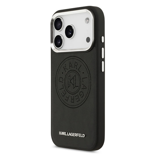 Apple iPhone 17 Pro Kılıf Karl Lagerfeld Orjinal Lisanslı M-safe Şarj Özellikli Delikli Tasarım Metal Logolu PU Deri Kapak