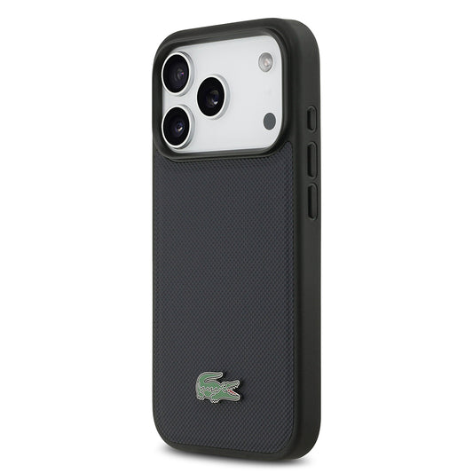 Apple iPhone 17 Pro Kılıf Lacoste Orjinal Lisanslı M-safe Şarj Özellikli PU Pike Desenli Metal Logolu Kapak