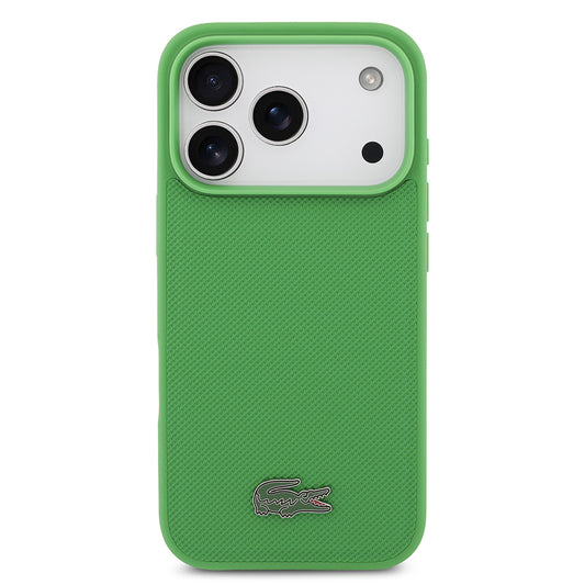 Apple iPhone 17 Pro Kılıf Lacoste Orjinal Lisanslı M-safe Şarj Özellikli PU Pike Desenli Metal Logolu Kartlıklı Kapak
