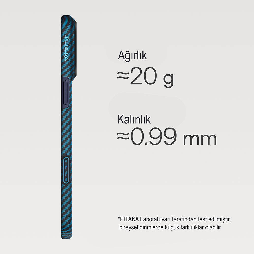 iPhone 17 Pro Kılıf M-Safe Şarj Özellikli Kamera Kontrol Butonlu Aramid Fiber Pitaka Ultra-Slim Kapak
