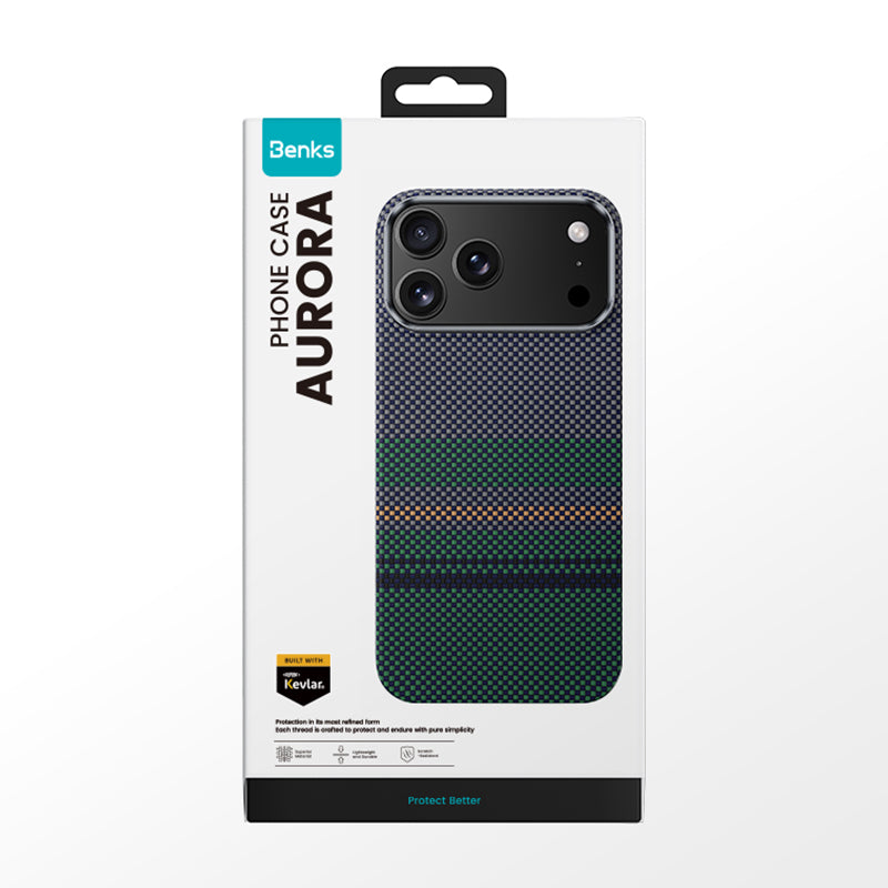 iPhone 17 Pro Kılıf M-safe Şarj Özellikli Karbon Fiber Tasarımlı Benks Aurora ArmorAir Kevlar Kapak