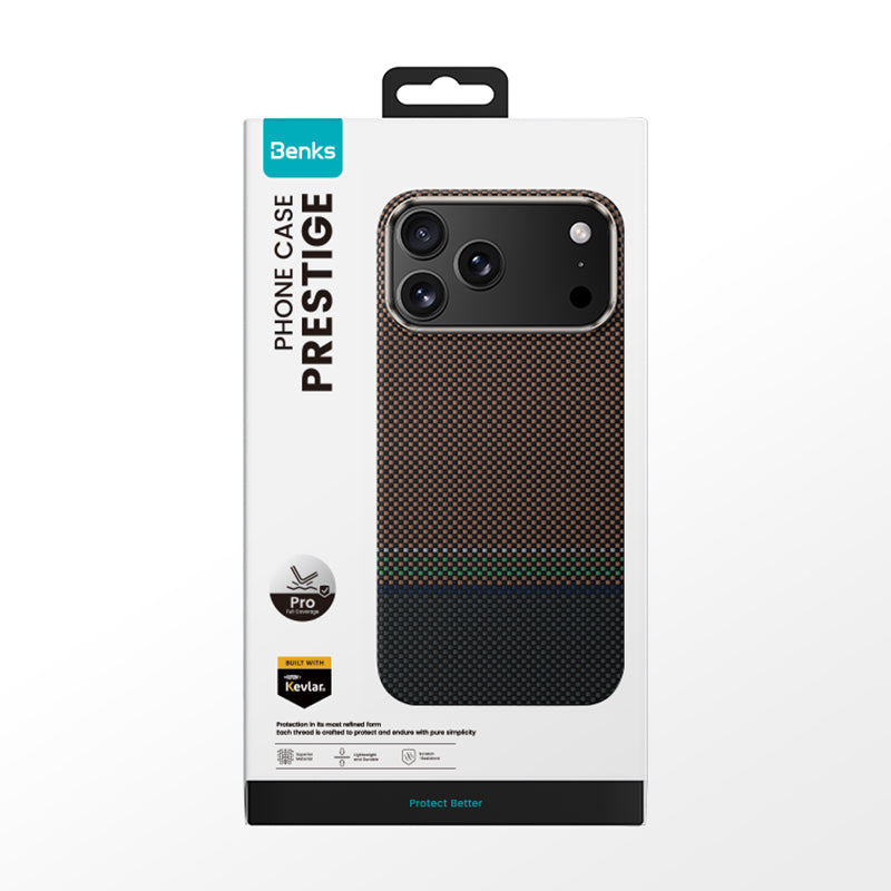 iPhone 17 Pro Kılıf M-safe Şarj Özellikli Karbon Fiber Tasarımlı Benks Prestige ArmorPro Kevlar Kapak