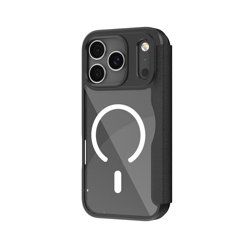 iPhone 17 Pro Kılıf M-Safe Şarj Özellikli Raptic Air Folio Şeffaf Kartlıklı Kapaklı Kılıf