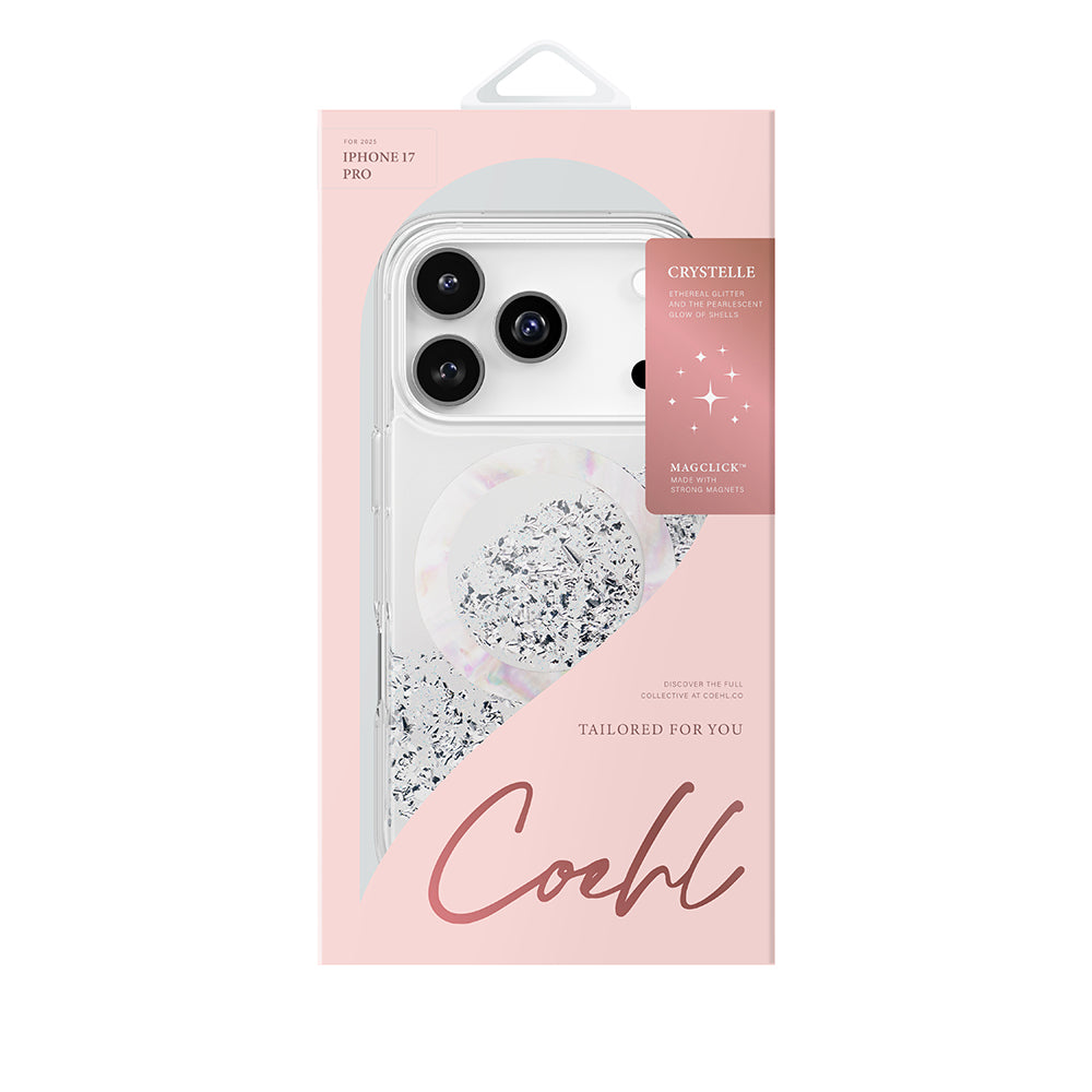 iPhone 17 Pro Kılıf M-safe Şarj Parlak Kristal Desenli Coehl Crystelle Kapak