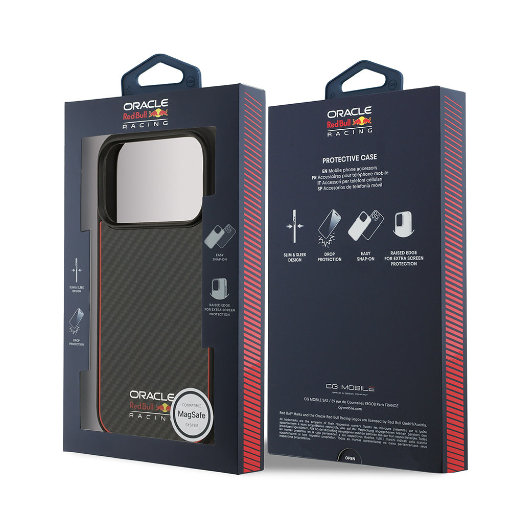 iPhone 17 Pro Kılıf Redbull Orjinal Lisanslı M-safe Şarj Özellikli Karbon Fiber Parlayan Logolu Kevlar Kapak