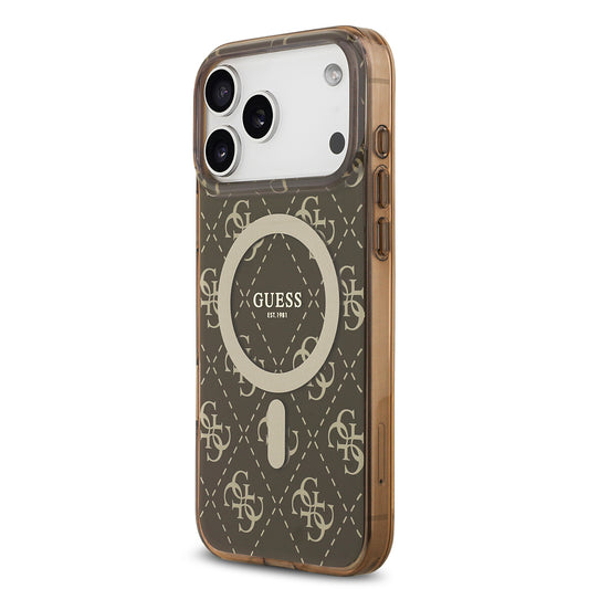 iPhone 17 Pro Max Kılıf Guess Orjinal Lisanslı M-safe Şarj Özellikli IML Baskılı Klasik Logolu 4G Desenli Kapak