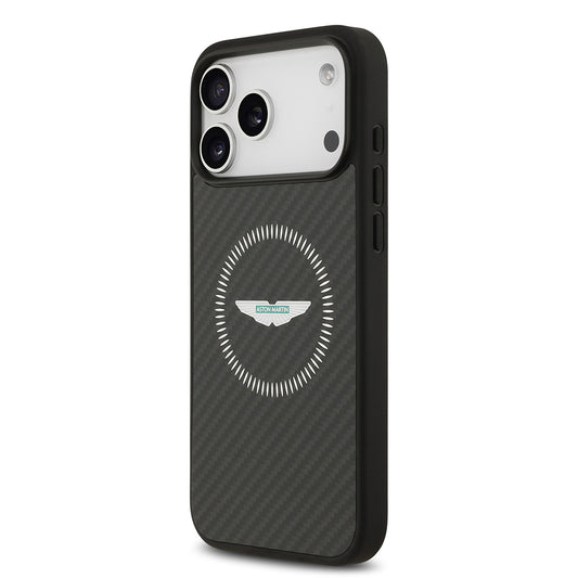 iPhone 17 Pro Max Kılıf Aston Martin Orjinal Lisanslı M-safe Şarj Özellikli Karbon Fiber Kevlar Kapak