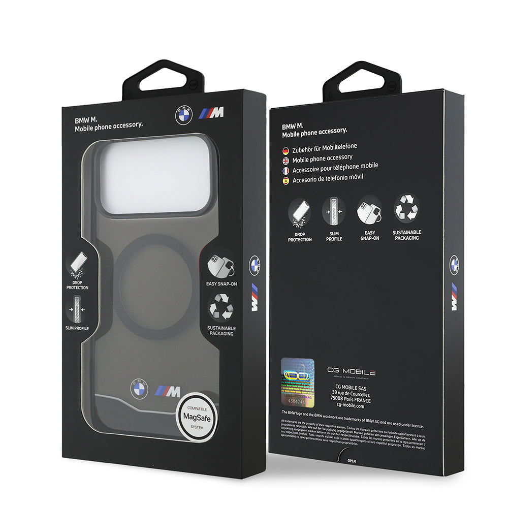 iPhone 17 Pro Max Kılıf BMW Orjinal Lisanslı M-safe Şarj Özellikli Metal Buton Tasarımlı Tranparan M Dizayn Kapak