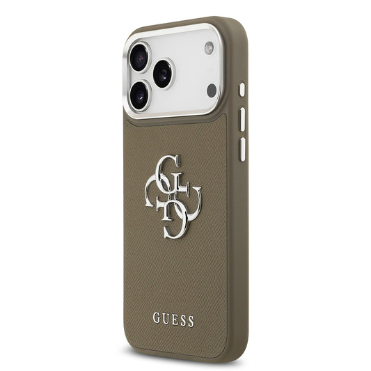 Apple iPhone 17 Pro Max Kılıf Guess Orjinal Lisanslı Grained 4G Metal Büyük Logolu Kapak