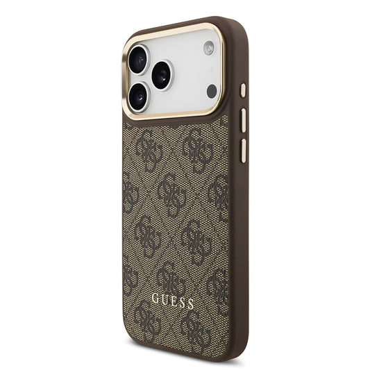 Apple iPhone 17 Pro Max Kılıf Guess Orjinal Lisanslı M-safe Şarj Özellikli 4G Metal Büyük Logolu Kartlıklı Kapak