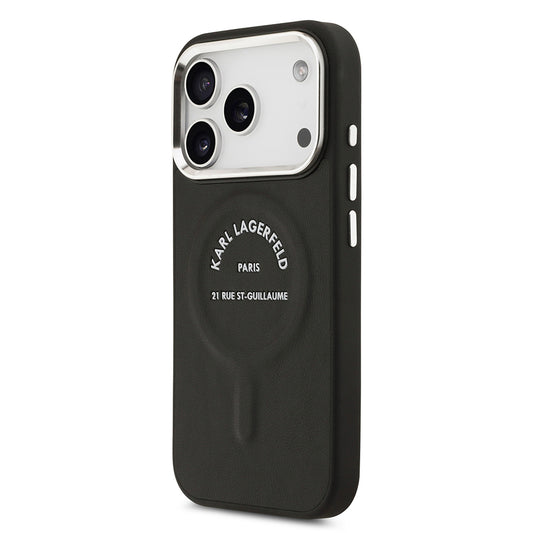 iPhone 17 Pro Max Kılıf Karl Lagerfeld Orjinal Lisanslı M-safe Şarj Özellikli Metal Kamera ve Buton Tasarımlı Paris RSG PU Deri Kapak