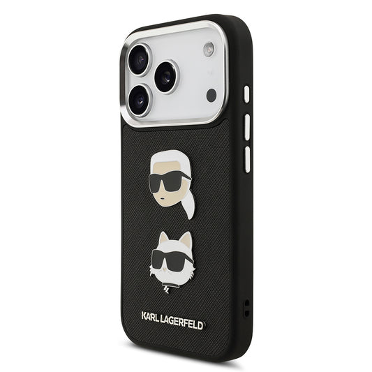 iPhone 17 Pro Max Kılıf Karl Lagerfeld Orjinal Lisanslı Metal Logolu K&C Heads Pin Kapak