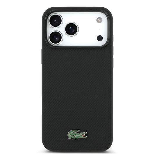 Apple iPhone 17 Pro Max Kılıf Lacoste Orjinal Lisanslı M-safe Şarj Özellikli PU Pike Desenli Metal Logolu Kartlıklı Kapak