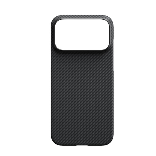 iPhone 17 Pro Max Kılıf M-safe Şarj Özellikli 1500D Aramid Fiber Pitaka Ultra-Slim Classic Serisi Black-Grey Twill Kapak