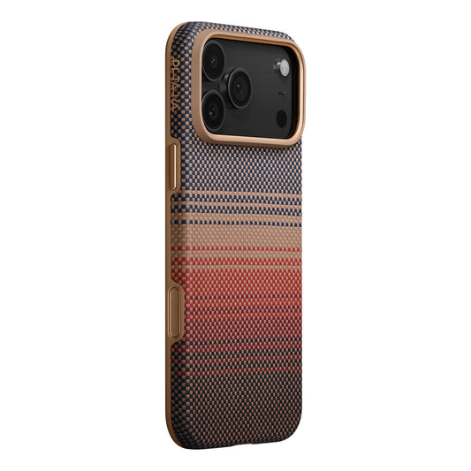 iPhone 17 Pro Max Kılıf M-safe Şarj Özellikli Aramid Fiber Pitaka Military-Grade Sunset-Moonrise Serisi Kapak