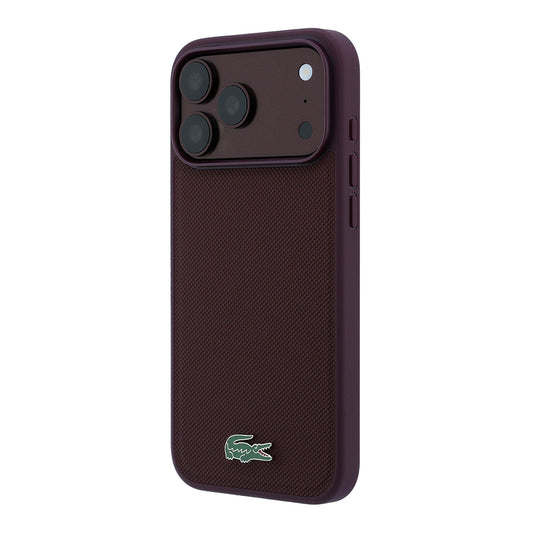 Apple iPhone 18 Pro Kılıf Lacoste Orjinal Lisanslı M-safe Şarj Özellikli PU Pike Desenli Metal Logolu Kapak