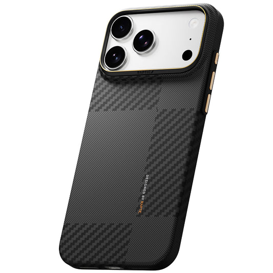 Apple iPhone 18 Pro Kılıf M-safe Şarj Özellikli 600D Metal Kamera Çerçeveli Raptic Aramid Karbon Fiber Geotik Serisi Kapak