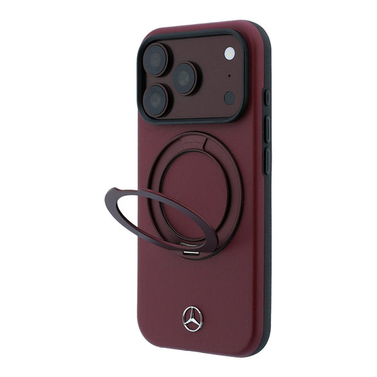 Apple iPhone 18 Pro Max Kılıf Mercedes Benz Orjinal Lisanslı M-safe Şarj Özellikli 360 Derece Dönebilen Standlı PU Metal Logolu Kapak