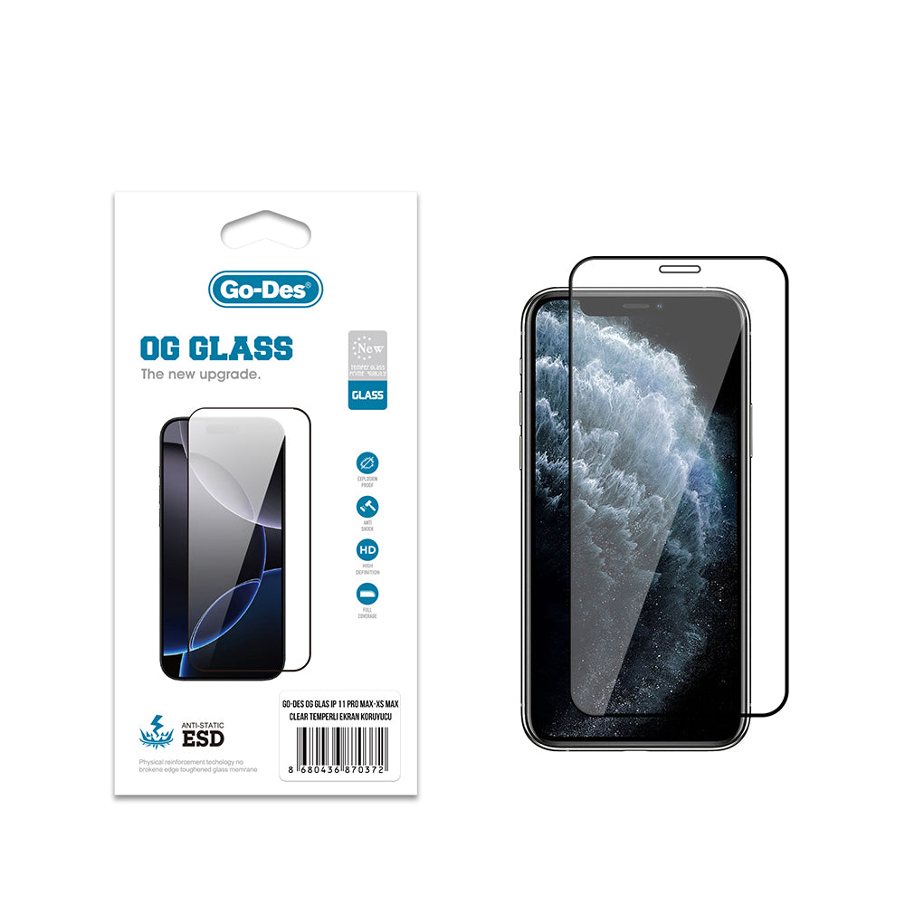 iPhone XS Max 6.5 Go Des OG Glass Antistatik Temperli Cam Ekran Koruyucu