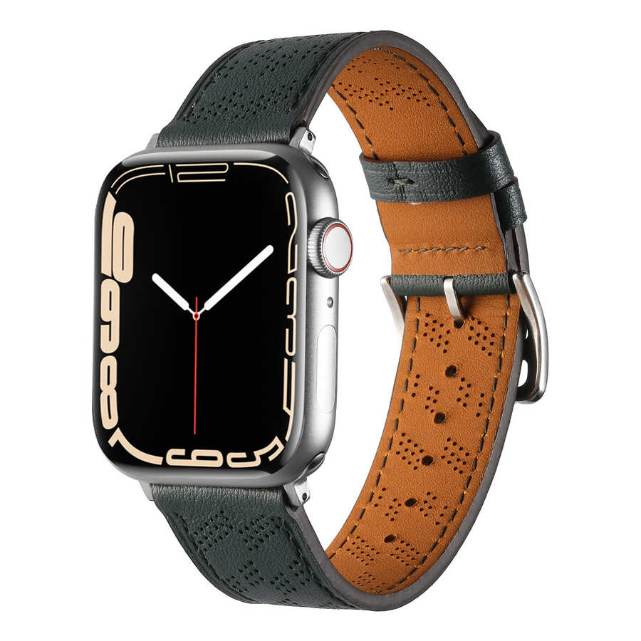 Apple Watch 7 45mm KRD-76 PU Deri Kordon Strap Kayış