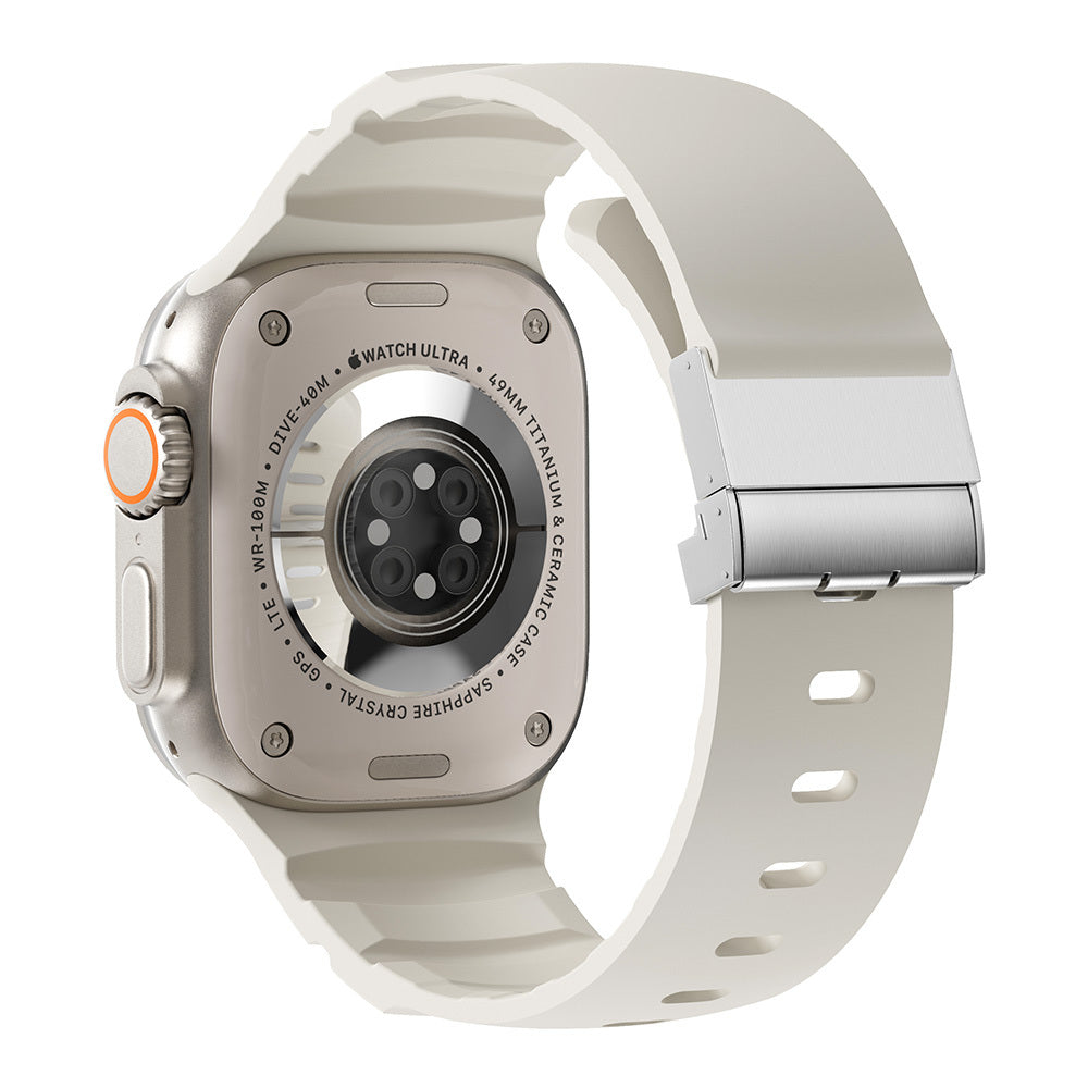 Apple Watch 7 45mm Zore KRD-145 Metal Tokalı Silikon Kordon