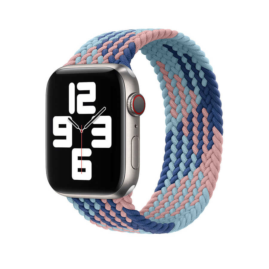 Apple Watch Ultra 49mm Kordon Wiwu Braided Solo Loop Contrast Color Small Strap Kayış