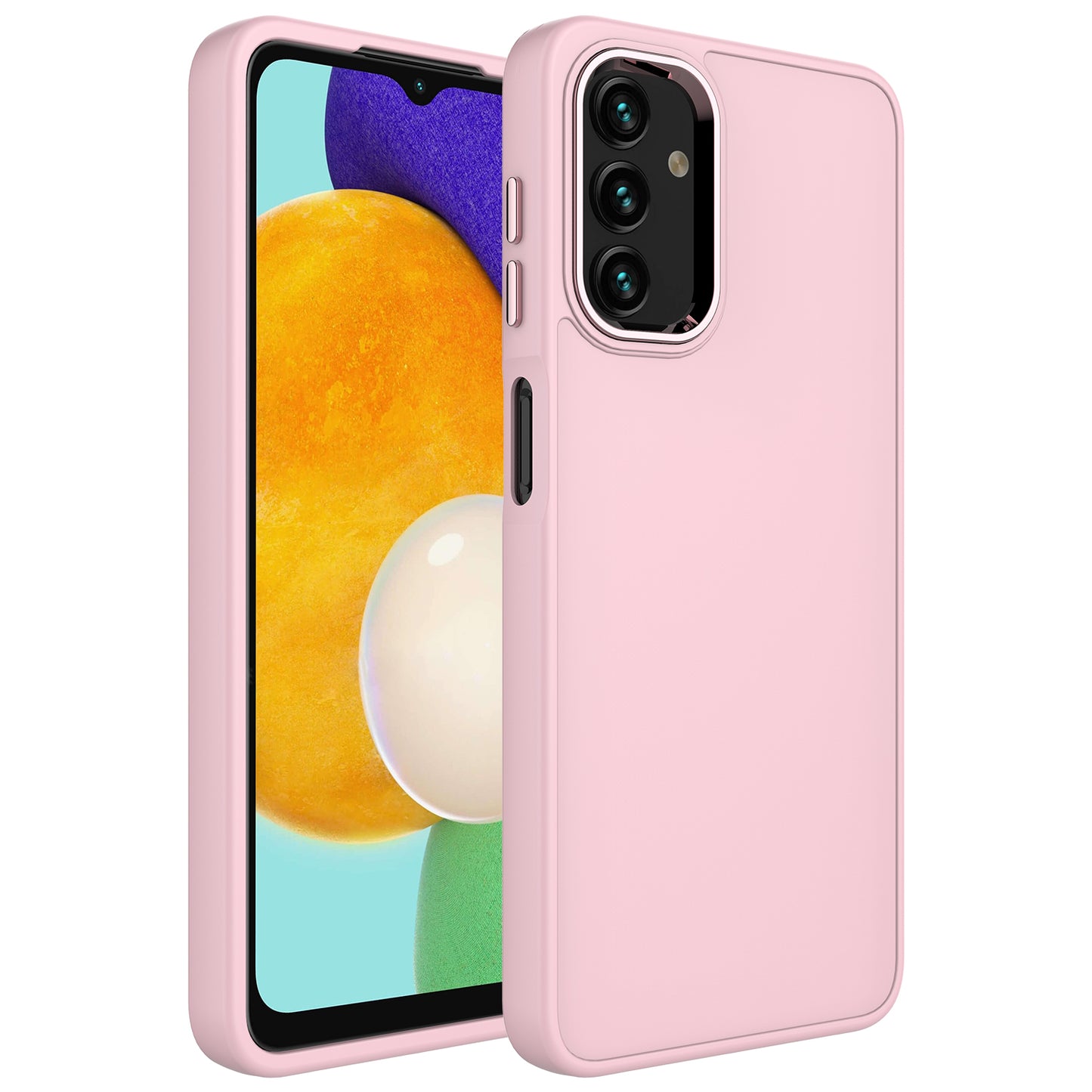 Galaxy A04S Kılıf Metal Çerçeve ve Buton Tasarımlı Silikon Zore Luna Kapak