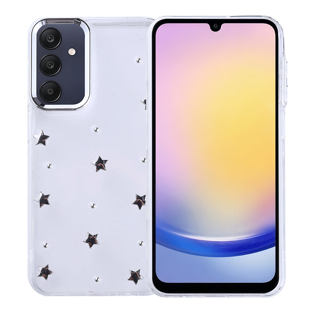 Galaxy A25 Kılıf Airbag Tasarımlı Simli Şeffaf Zore Kutup Kapak