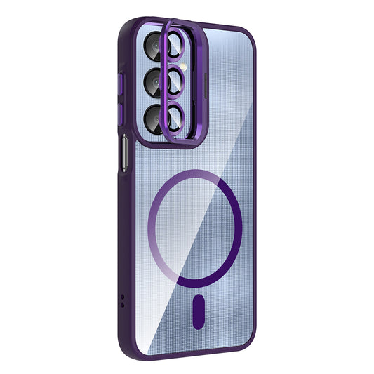 Galaxy A25 Kılıf Standlı ve Kamera Lens Hediyeli M-Safe Şarj Özellikli Zore Etro Kapak
