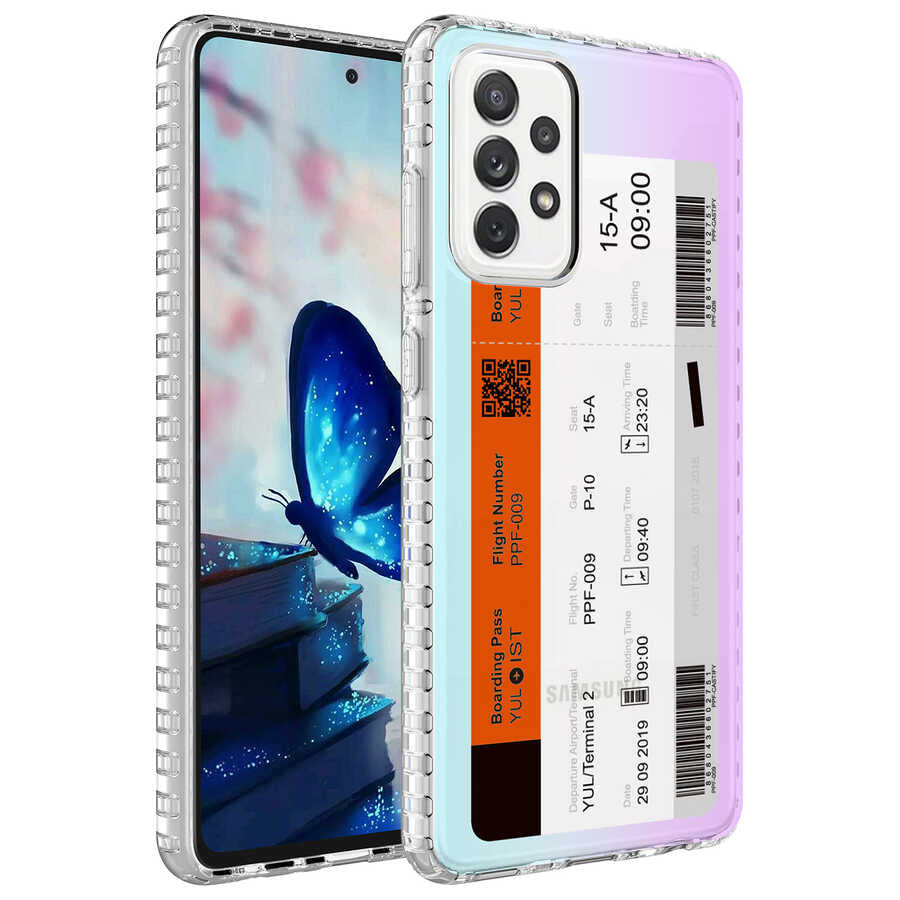 Galaxy A32 4G Kılıf Airbag Kenarlı Renkli Desenli Silikon Zore Elegans Kapak