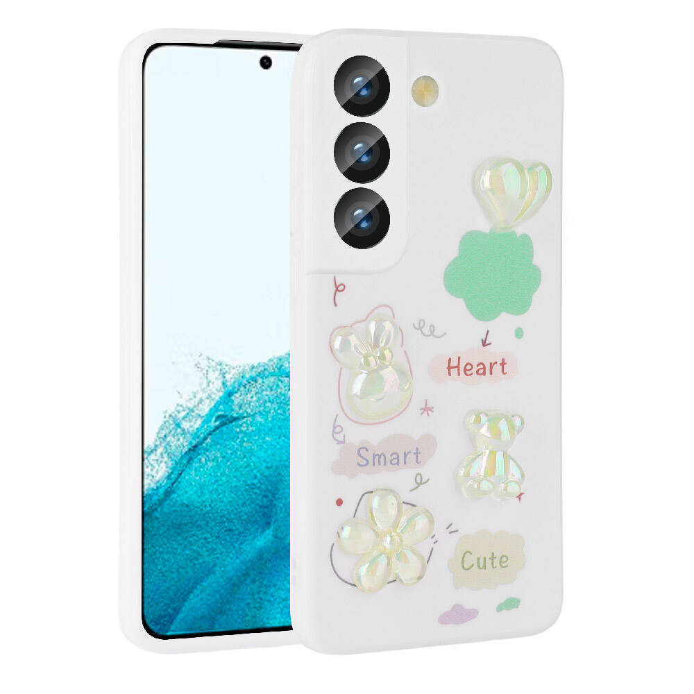 Galaxy S21 FE Kılıf Kabartma Figürlü Parlak Zore Toys Silikon Kapak
