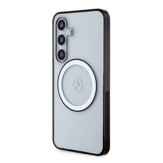Galaxy S24 Kılıf Mercedes Benz Orjinal Lisanslı M-safe Şarj Özellikli PC TPU Transparan Black Ring Kapak
