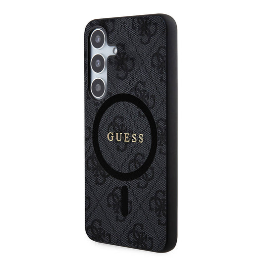 Galaxy S24 Plus Kılıf Guess Orjinal Lisanslı M-safe Şarj Özellikli PU Halkalı 4G Desenli Yazı Logolu Kapak