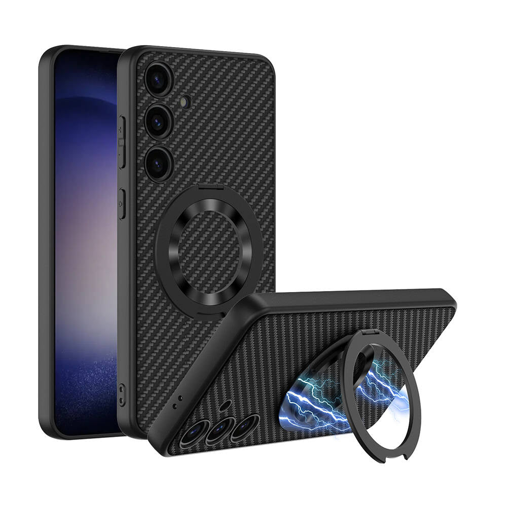 Galaxy S24 Plus Wireless Şarj Özellikli Zore Kıpta Standlı M-safe Silikon Kapak