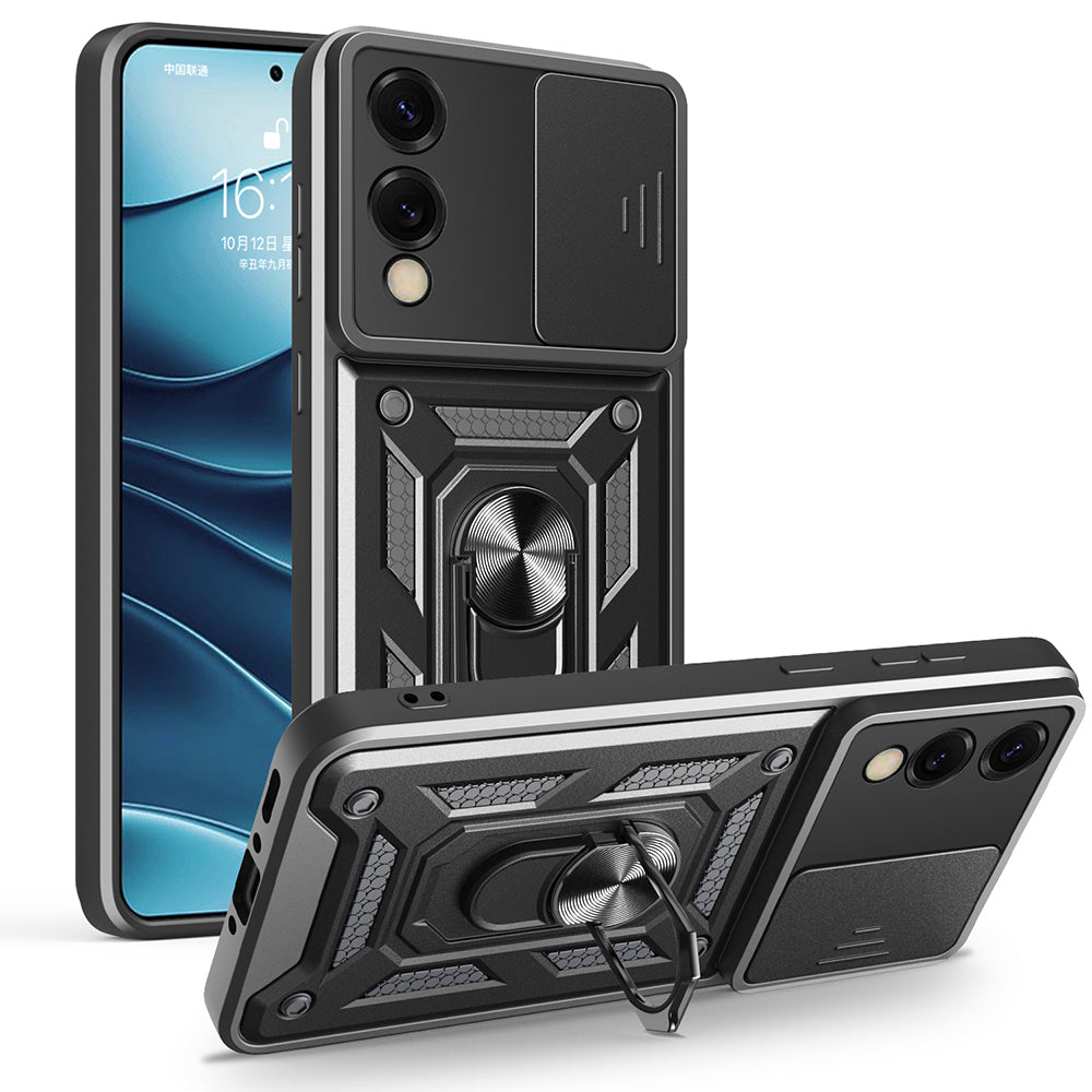 Galaxy S25 Edge Kılıf Magnetik Standlı Kamera Korumalı Zore Sürgülü Vega Kapak
