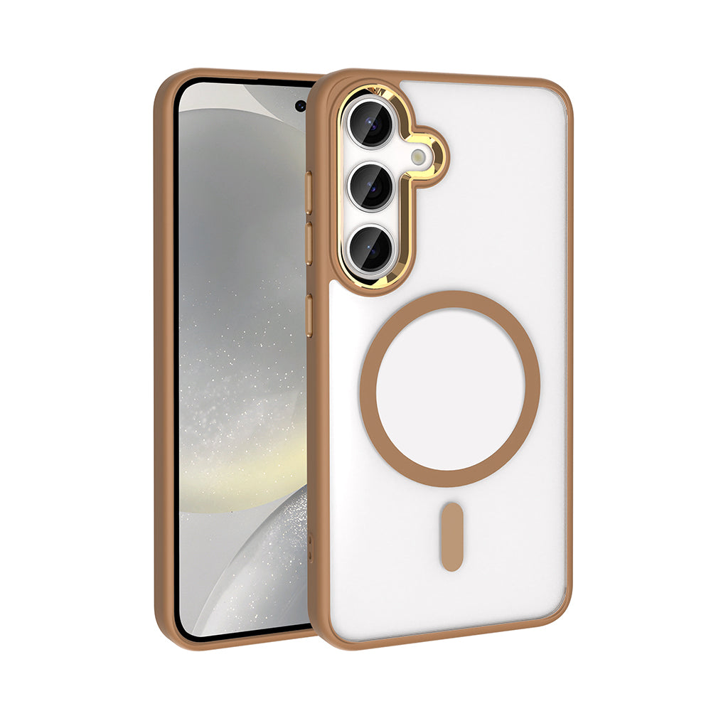 Galaxy S25 Kılıf M-safe Şarj Özellikli Zore Krom M-safe Silikon Kapak