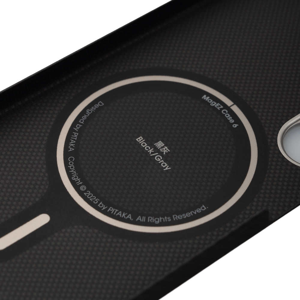 Galaxy S25 Plus Kılıf M-safe Şarj Özellikli 600D Aramid Fiber Pitaka Ultra-Slim Classic Serisi Black-Grey Twill Kapak