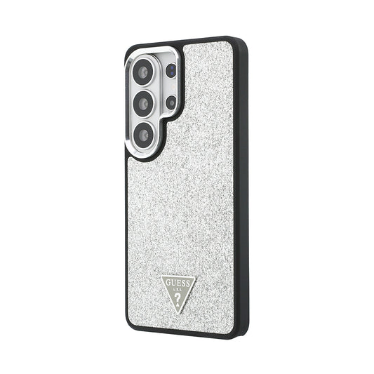 Galaxy S26 Ultra Kılıf Guess Orjinal Lisanslı M-safe Şarj Özellikli Metal Kamera Çerçeveli Üçgen Logolu Glitter Kapak