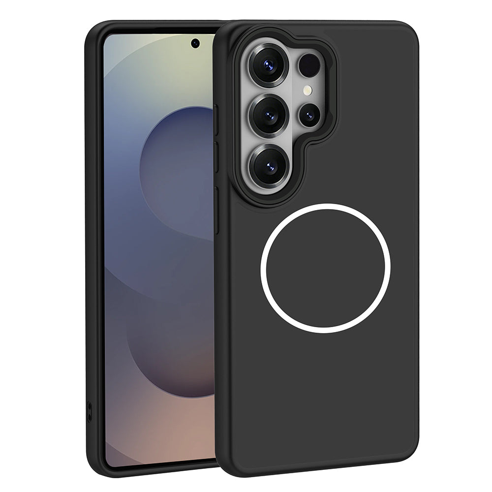 Galaxy S26 Ultra Kılıf M-Safe Şarj Özellikli Metal Kamera Çerçeveli Zore Sanremo Silikon Kapak