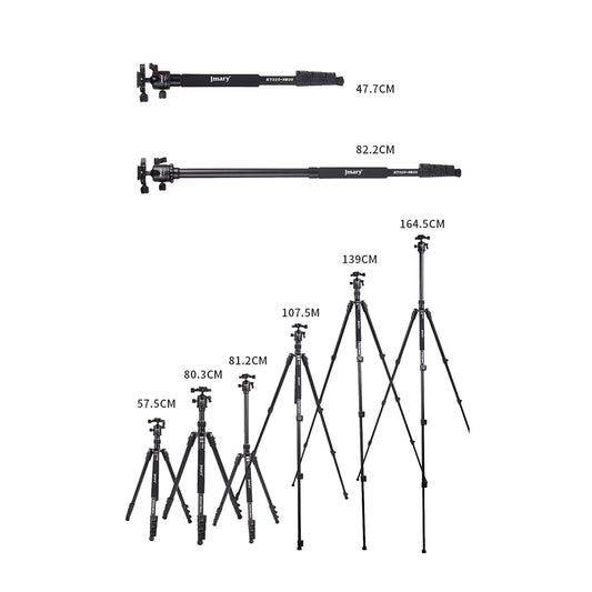 Jmary KT3255NB30 3 Kademeli 164.5cm Fonksiyonel Ayrılabilir Monopod Tasarım Başlıklı Tripod