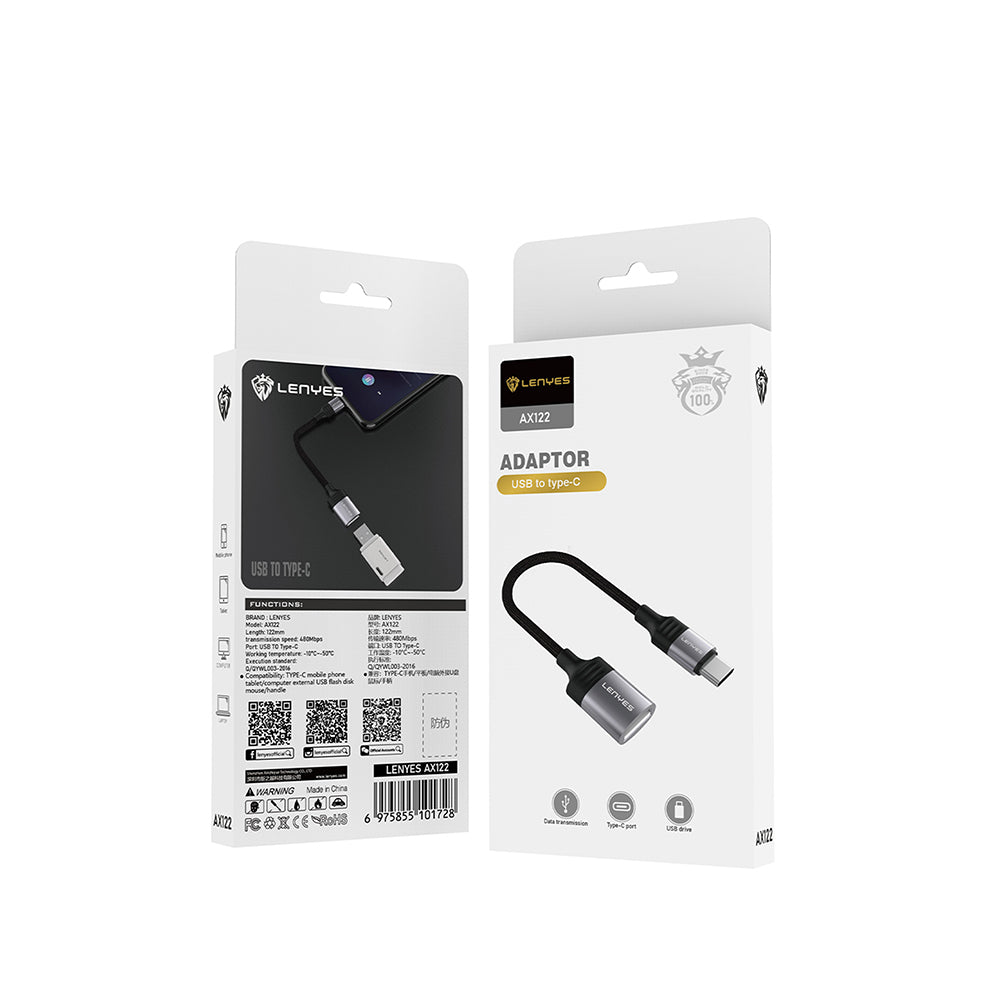 Lenyes AX122 USB to Type-C Dönüştürücü OTG Kablo