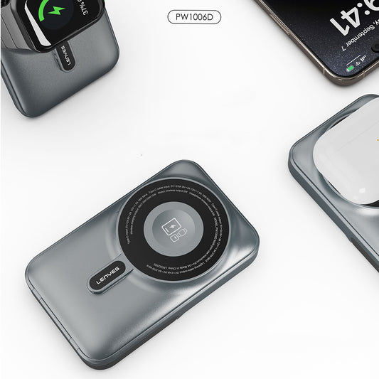 Lenyes PW1006D Dijital LED Ekranlı Standlı Wireless Powerbank 15W 10000mAh
