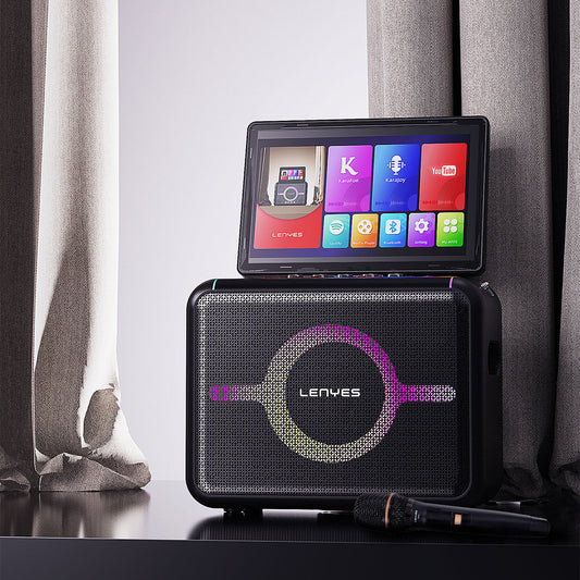 Lenyes S892 RGB Işıklı Mikrofonlu Dokunmatik Ekranlı Taşınabilir TWS Bluetooth Speaker Hoparlör v5.3 300W