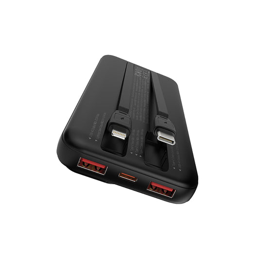 Recci RPB-P67 PD 20W Dijital LED Göstergeli Hızlı Şarj Özellikli Type-C ve Lightning Kablolu Powerbank 22.5W 10000mAh